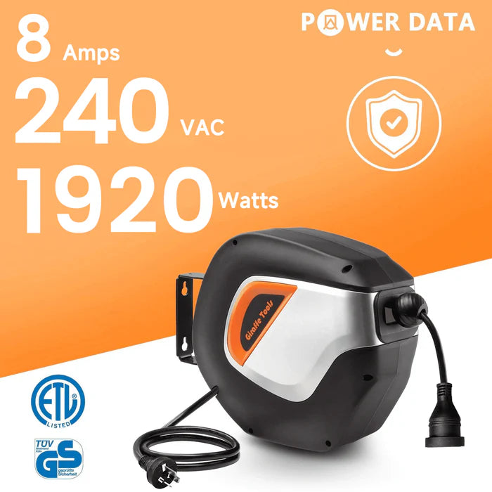 Retractable Extension Cord Reel-15m power data