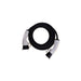 Coiled black and white EV Charger type 1 to type 2 cable on a white background