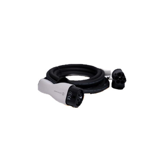 Electric vehicle charging cable on a white background