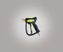 Black and yellow spray gun on a gray background