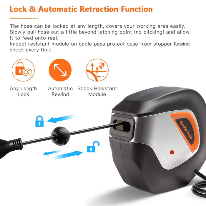 Retractable Extension Cord Reel-15m Hose features