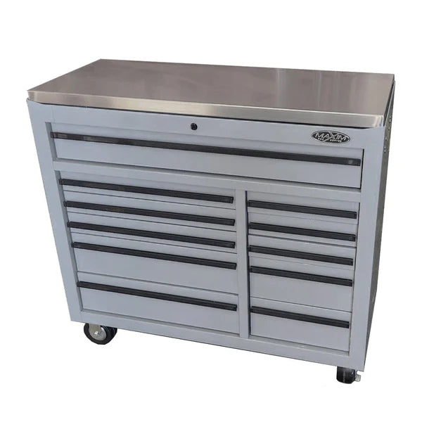 MAXIM 42" 11 Drawer Roll Cabinet Storage Toolbox Stainless Steel Benchtop