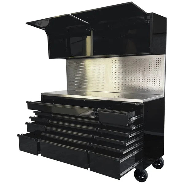 MAXIM 72” 16 Drawers Workstation with 2x Overhead Cabinets