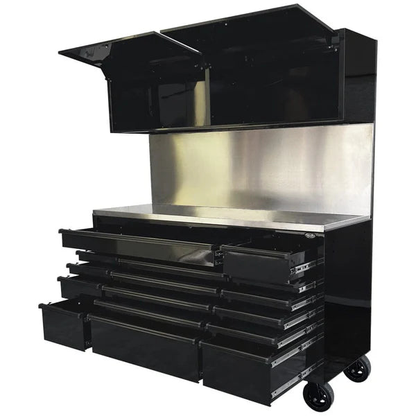 MAXIM 72” 16 Drawers Workstation with 2x Overhead Cabinets
