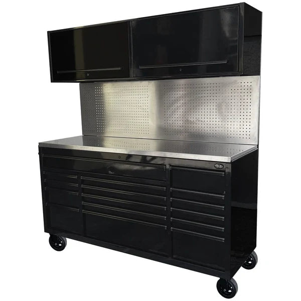 MAXIM 72” 16 Drawers Workstation with 2x Overhead Cabinets