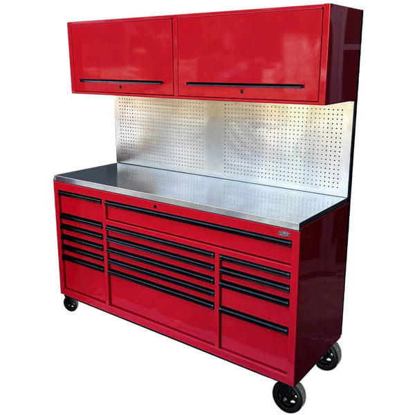 MAXIM 72” 16 Drawers Workstation with 2x Overhead Cabinets