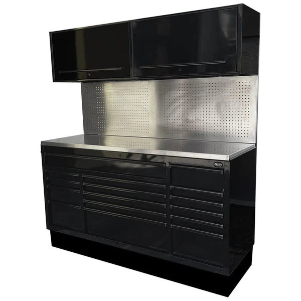 MAXIM 72” 16 Drawers Workstation with 2x Overhead Cabinets