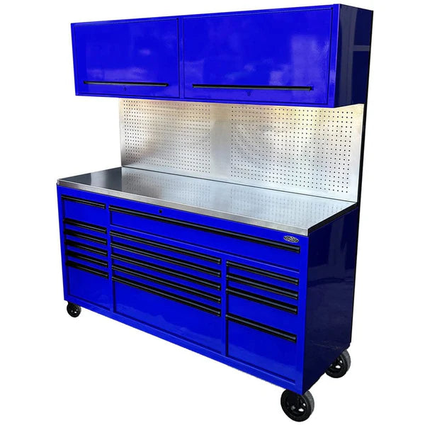 MAXIM 72” 16 Drawers Workstation with 2x Overhead Cabinets