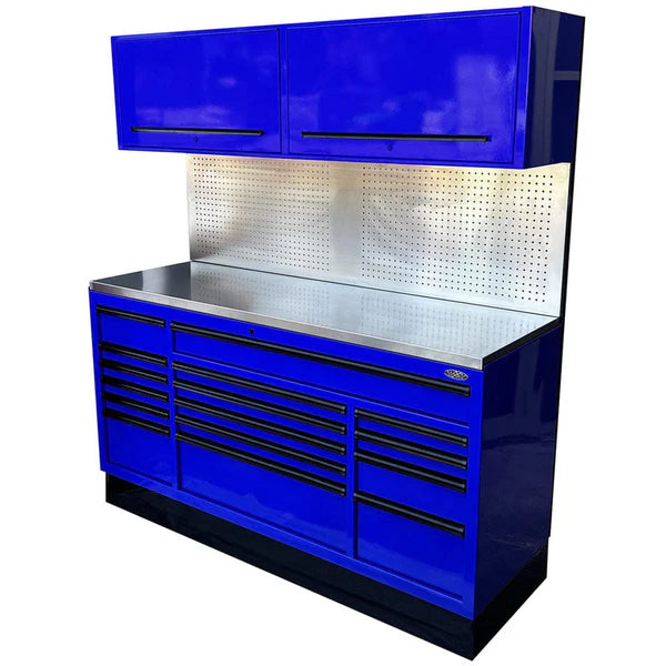 MAXIM 72” 16 Drawers Workstation with 2x Overhead Cabinets