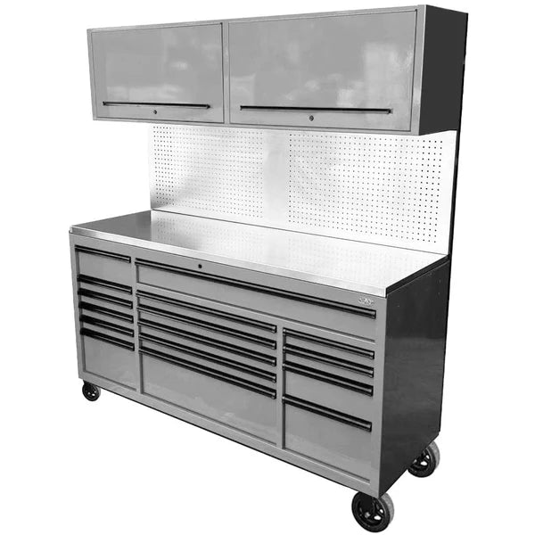 MAXIM 72” 16 Drawers Workstation with 2x Overhead Cabinets