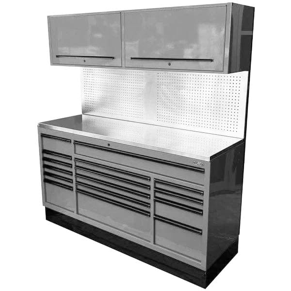 MAXIM 72” 16 Drawers Workstation with 2x Overhead Cabinets
