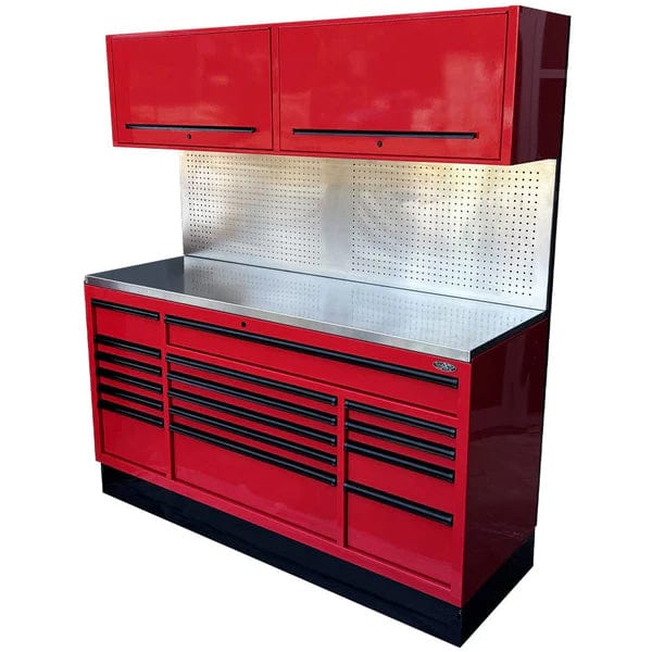MAXIM 72” 16 Drawers Workstation with 2x Overhead Cabinets