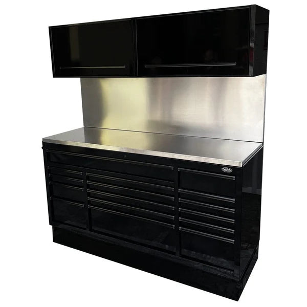 MAXIM 72” 16 Drawers Workstation with 2x Overhead Cabinets