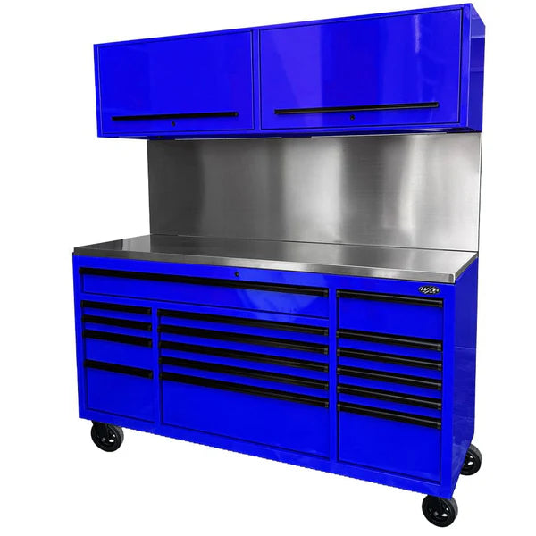 MAXIM 72” 16 Drawers Workstation with 2x Overhead Cabinets