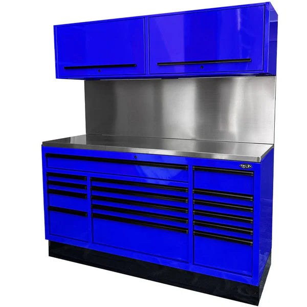 MAXIM 72” 16 Drawers Workstation with 2x Overhead Cabinets