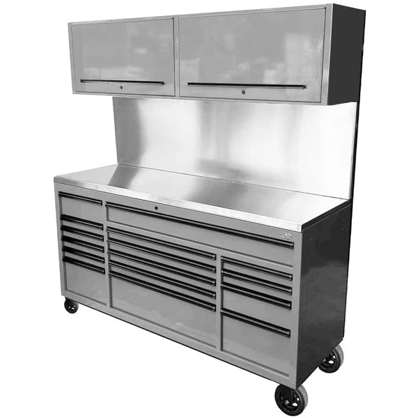 MAXIM 72” 16 Drawers Workstation with 2x Overhead Cabinets