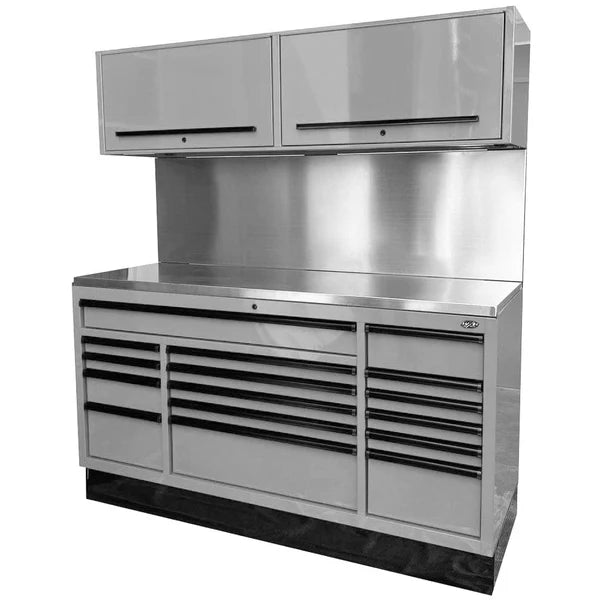 MAXIM 72” 16 Drawers Workstation with 2x Overhead Cabinets