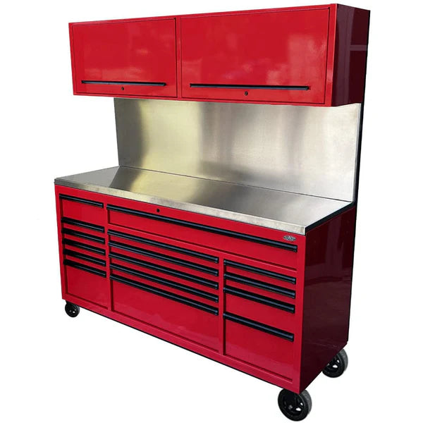MAXIM 72” 16 Drawers Workstation with 2x Overhead Cabinets
