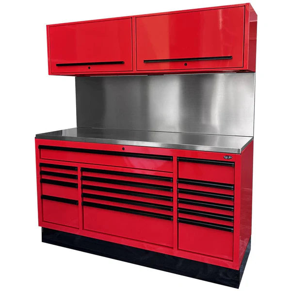 MAXIM 72” 16 Drawers Workstation with 2x Overhead Cabinets