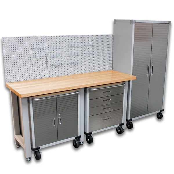 Seville Classics Ultra HD Garage Storage System 4 Piece Combo with Pegboard
